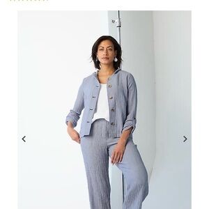 Women's Cotton-Gauze Hooded Pants & Jacket Set